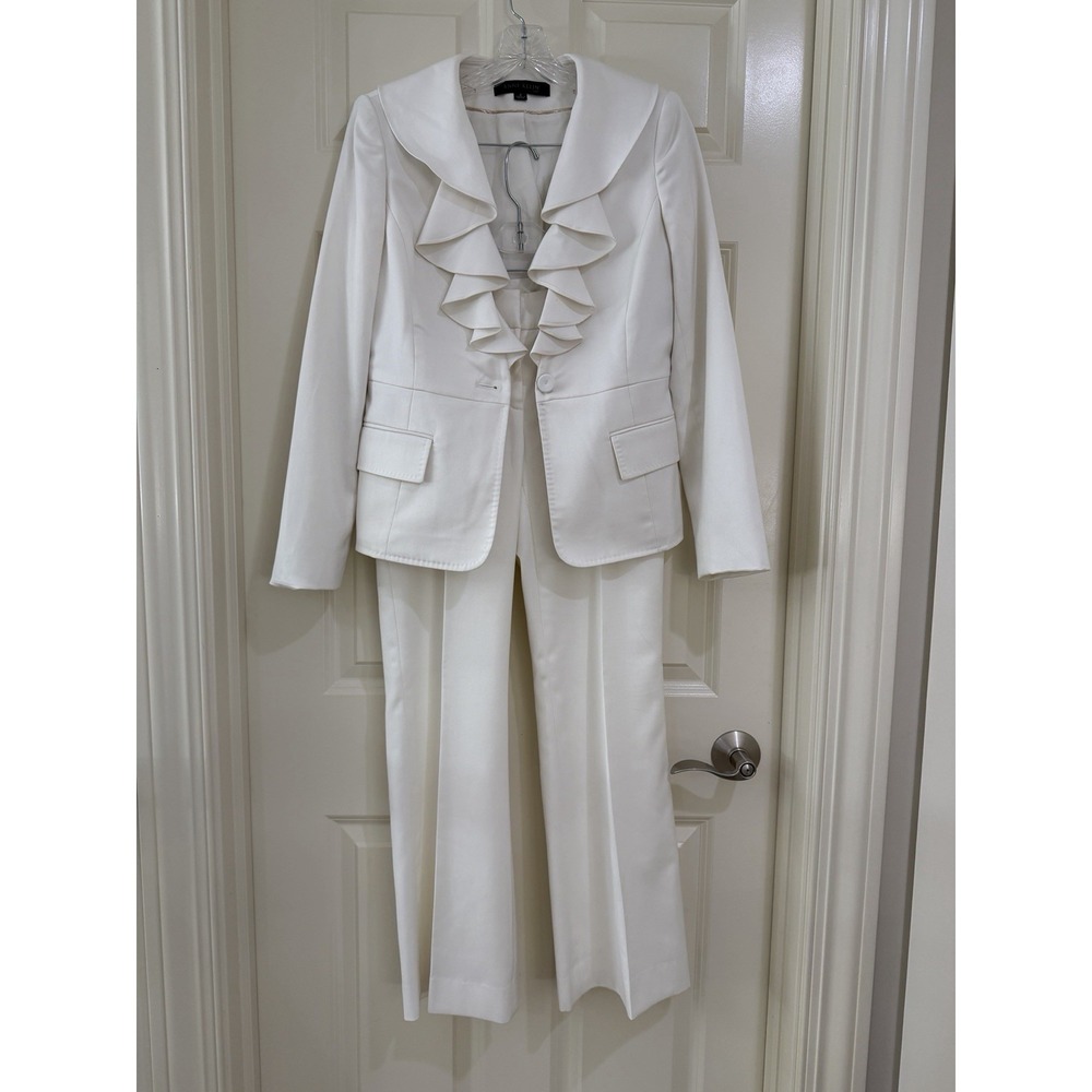 anne klein women white 2- piece pants suits size 2